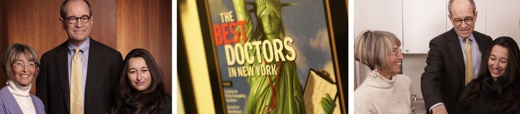 Cover of a book titled 'The Best Doctors in New York' with Statue of Liberty image.