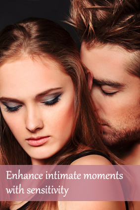 Couple embracing with emotional intimacy.