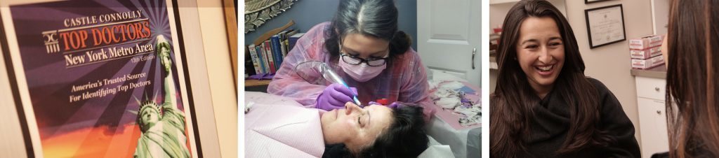 A professional applies eyelash extensions to a client in a beauty salon.